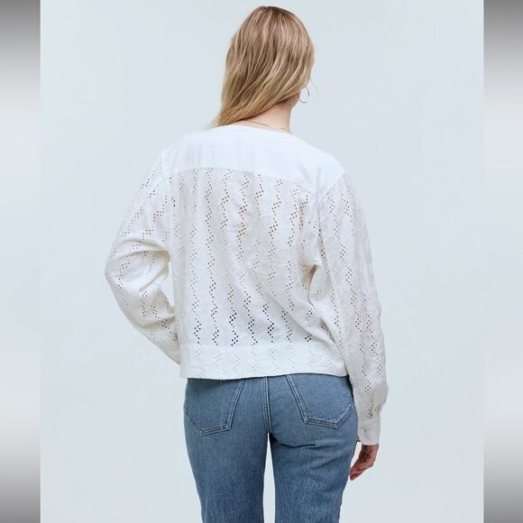 NWT Madewell Long-Sleeve Popover Top in Eyelet - Picture 4 of 7